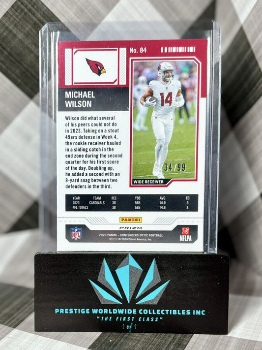 Michael Wilson 2023 Contenders Optic Blue Rookie Ticket /99 #84 Cardinals RC