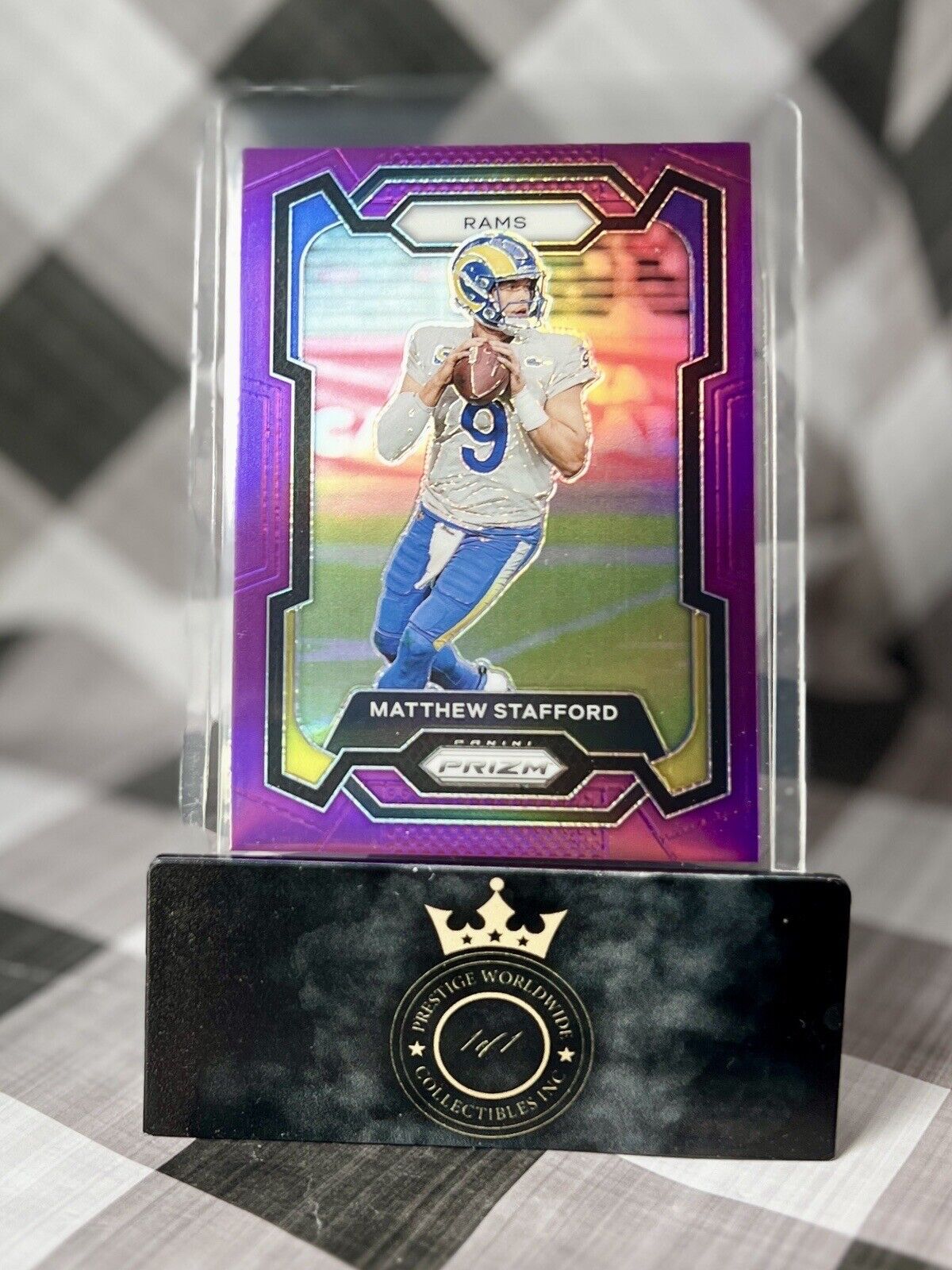 Matthew Stafford 2023 Panini Prizm Purple Prizm /125 #169 Los Angeles Rams SP