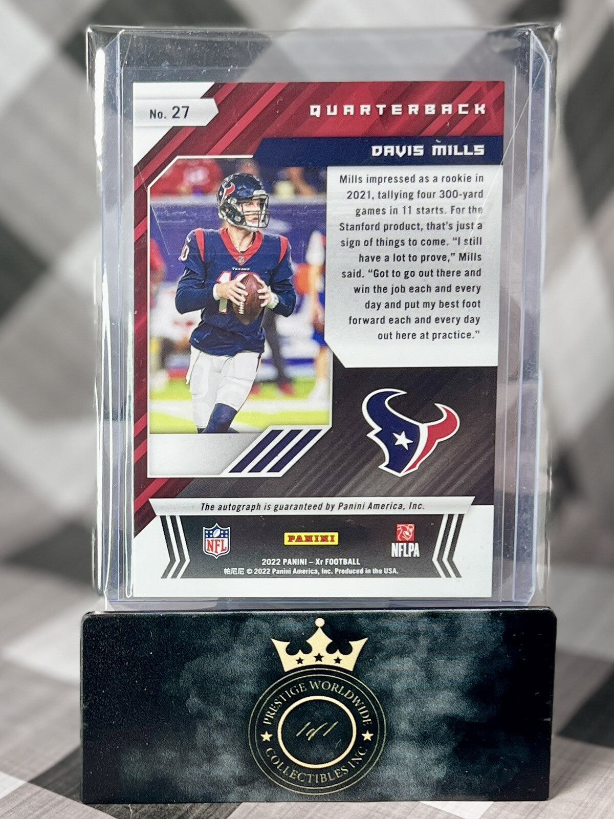 Davis Mills 2022 Panini Xr Silver Auto /50 #27 Houston Texans SP & Stanford