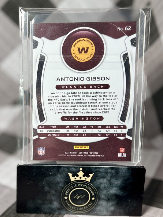 Antonio Gibson 2021 Certified Mirror Orange /149 #62 Washington Commanders