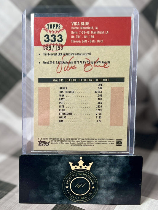 Vida Blue 2022 Topps Chrome Platinum Anniversary Mini-Diamond Ref /199 #333 OAK