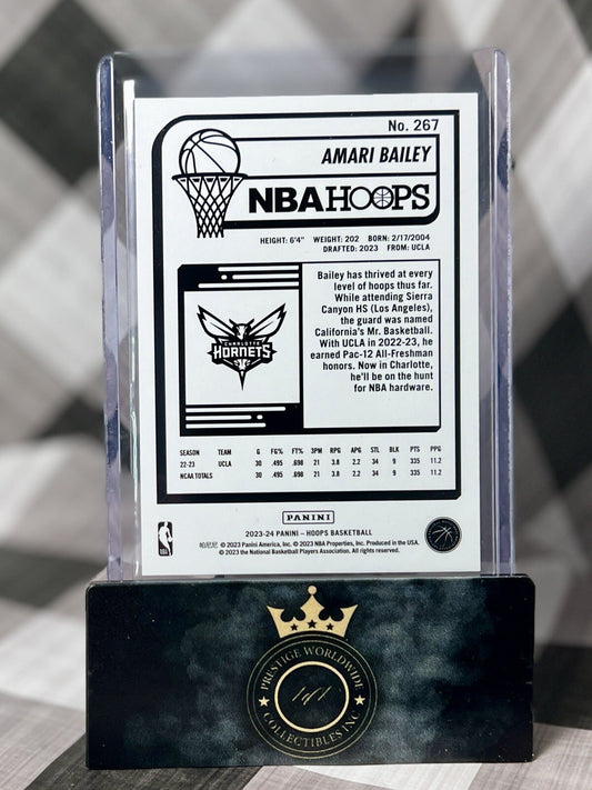 Amari Bailey 2023-24 Panini NBA Hoops Silver Rookie /199 #267 CHA Hornets RC