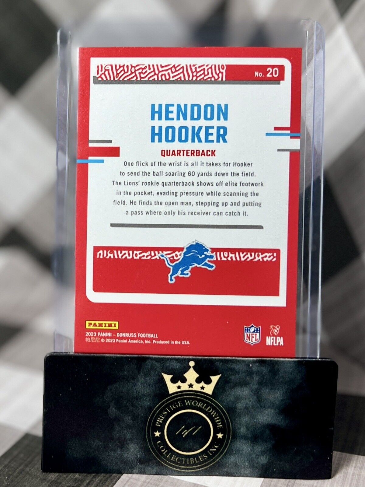 Hendon Hooker 2023 Panini Donruss The Rookies Red Back SP #20 Detroit Lions RC