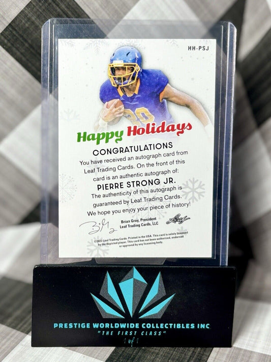 Pierre Strong Jr. 2022 Leaf Happy Holidays Auto #HH-PSJ Pats, Browns & SDSU
