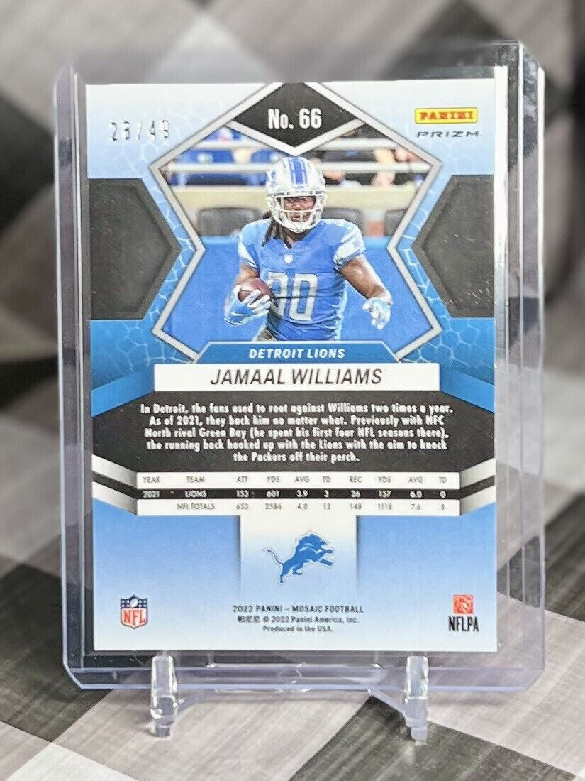 2022 Panini Mosaic Jamaal Williams Purple Mosaic Prizm 28/49 #66 - DET Lions SP