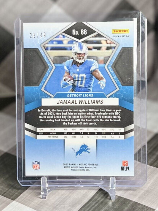 2022 Panini Mosaic Jamaal Williams Purple Mosaic Prizm 28/49 #66 - DET Lions SP