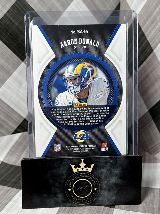 AARON DONALD 2022 Panini Certified Seal Of Approval Pink /199 #SA-16 LA Rams