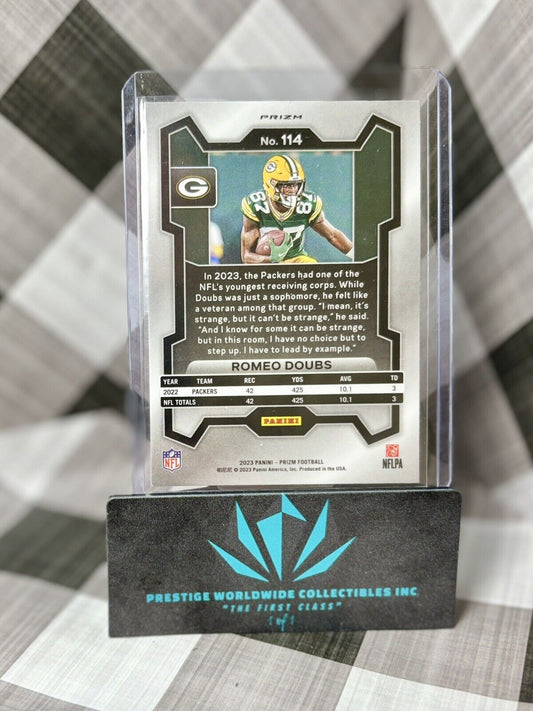 Romeo Doubs 2023 Panini Prizm Purple Pulsar #114 Green Bay Packers SP