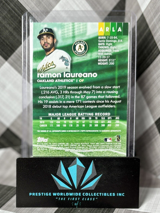 Ramon Laureano 2020 Topps Stadium Club Auto #ARLA Athletics Guardians Braves