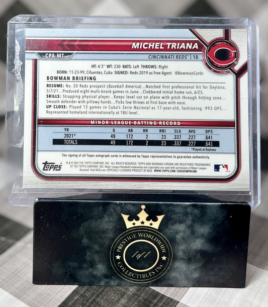 Michel Triana 2022 Bowman Chrome 1st Gold Shimmer Refractor Auto /50 #CPAMT Reds