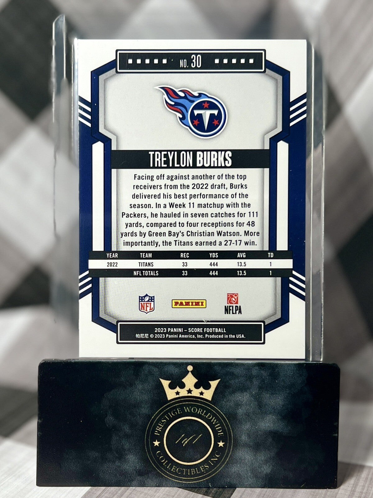 Treylon Burks 2023 Panini Score Pink Ellipse /199 #30 Tennessee Titans