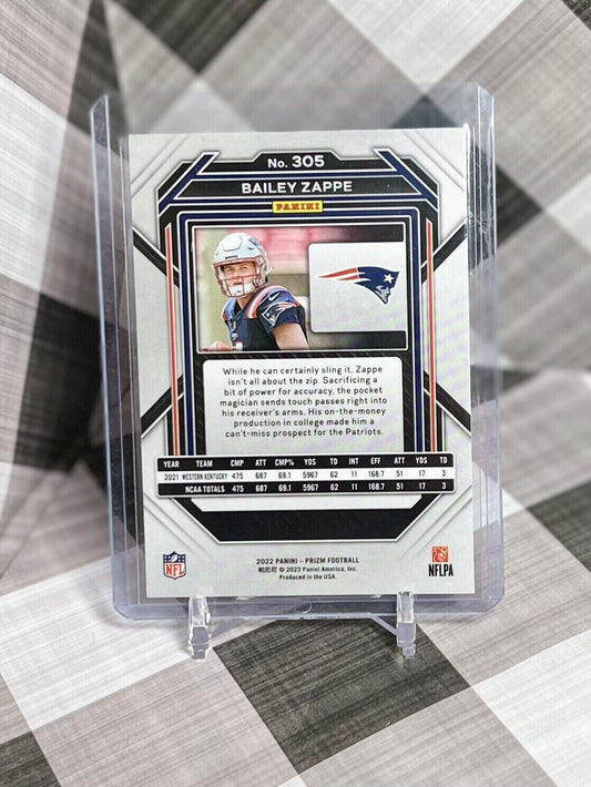 2022 Panini Prizm Bailey Zappe Rookie Base #305 - New England Patriots RC Prizm