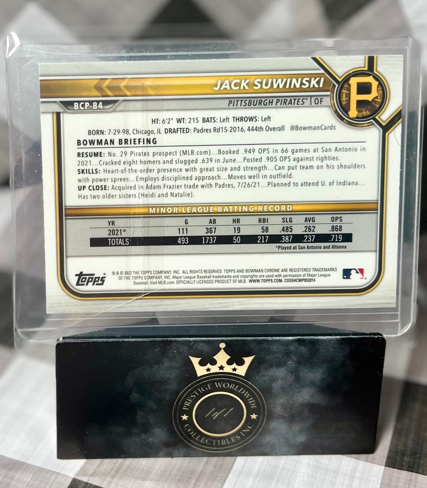 Jack Suwinski 2022 Bowman Chrome 1st Mojo Refractor #BCP-84