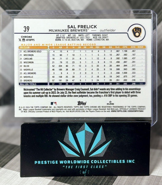 Sal Frelick 2024 Topps Chrome Prism Refractor Rookie #39 Milwaukee Brewers RC