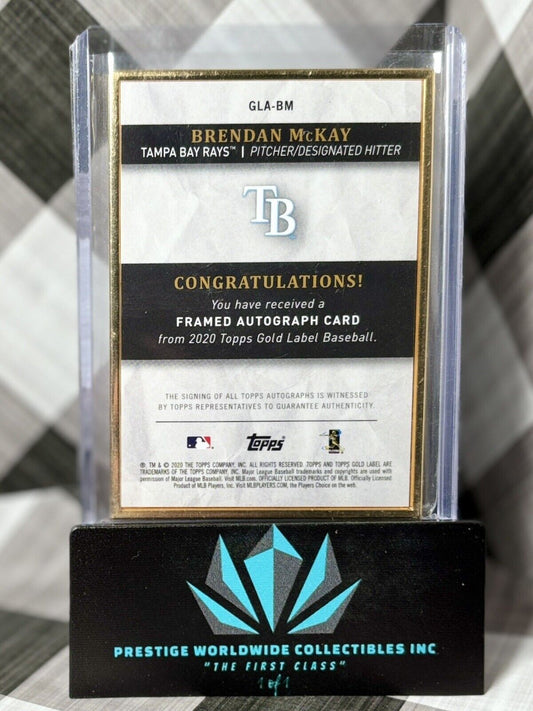 Brendan McKay 2020 Topps Gold Label Auto Framed Rookie /75 #GLA-BM TB Rays RC
