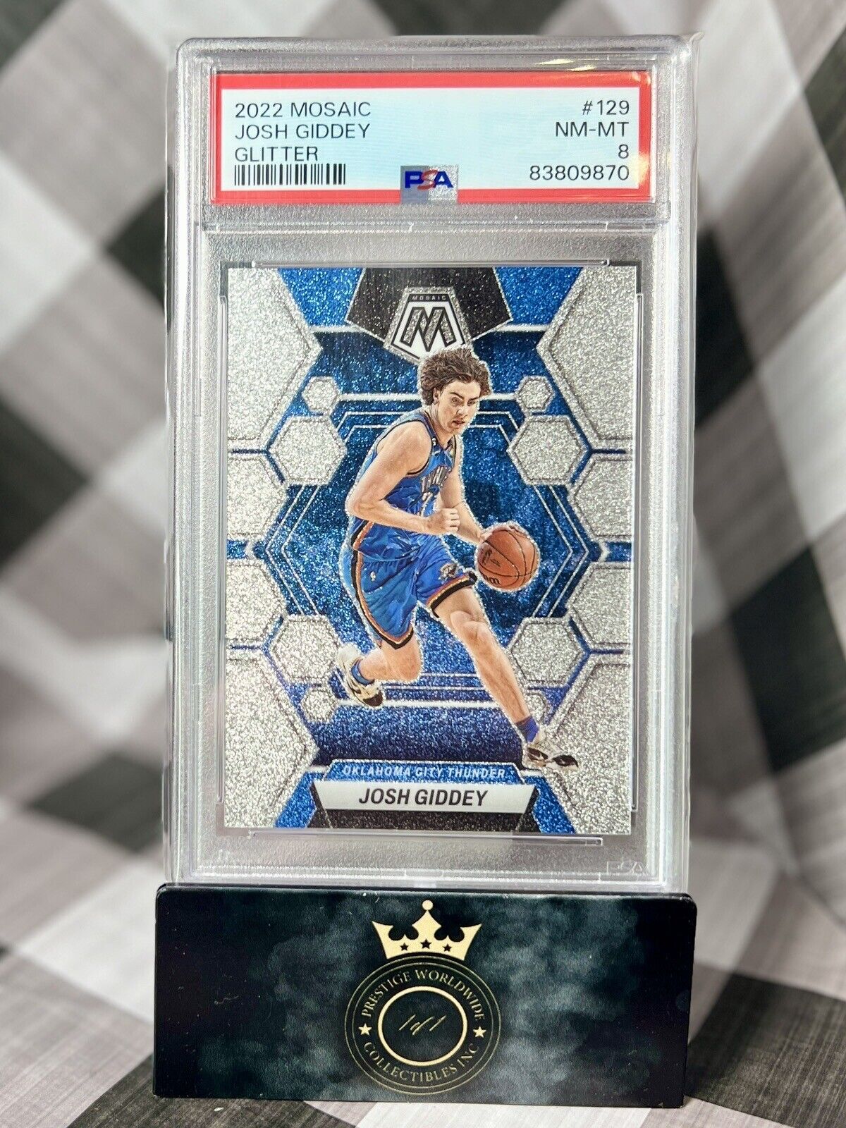 Josh Giddey 2022-23 Panini Mosaic Glitter Rookie SSP PSA 8 #129 OKC Thunder RC