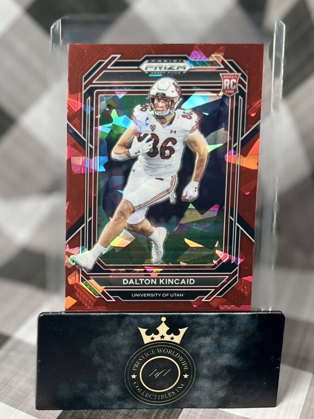 Dalton Kincaid 2023 Prizm Draft Picks Red Cracked Ice #157 Utah SDSU & Bills