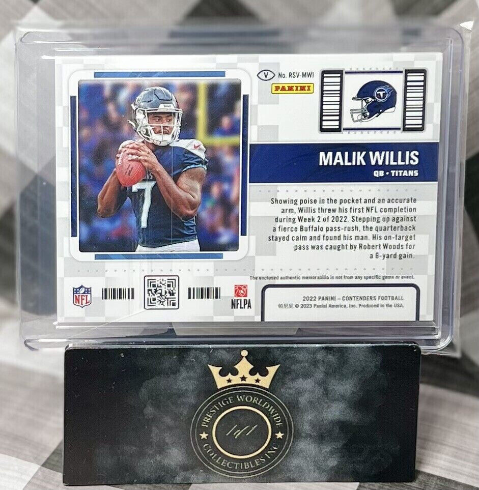 Malik Willis 2022 Contenders Season Ticket Rookie Patch #RSV-MWI Titans Var SP