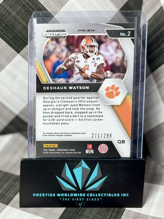 Deshaun Watson 2021 Panini Prizm Draft Picks Red Prizm /299 #2 Clemson Tigers