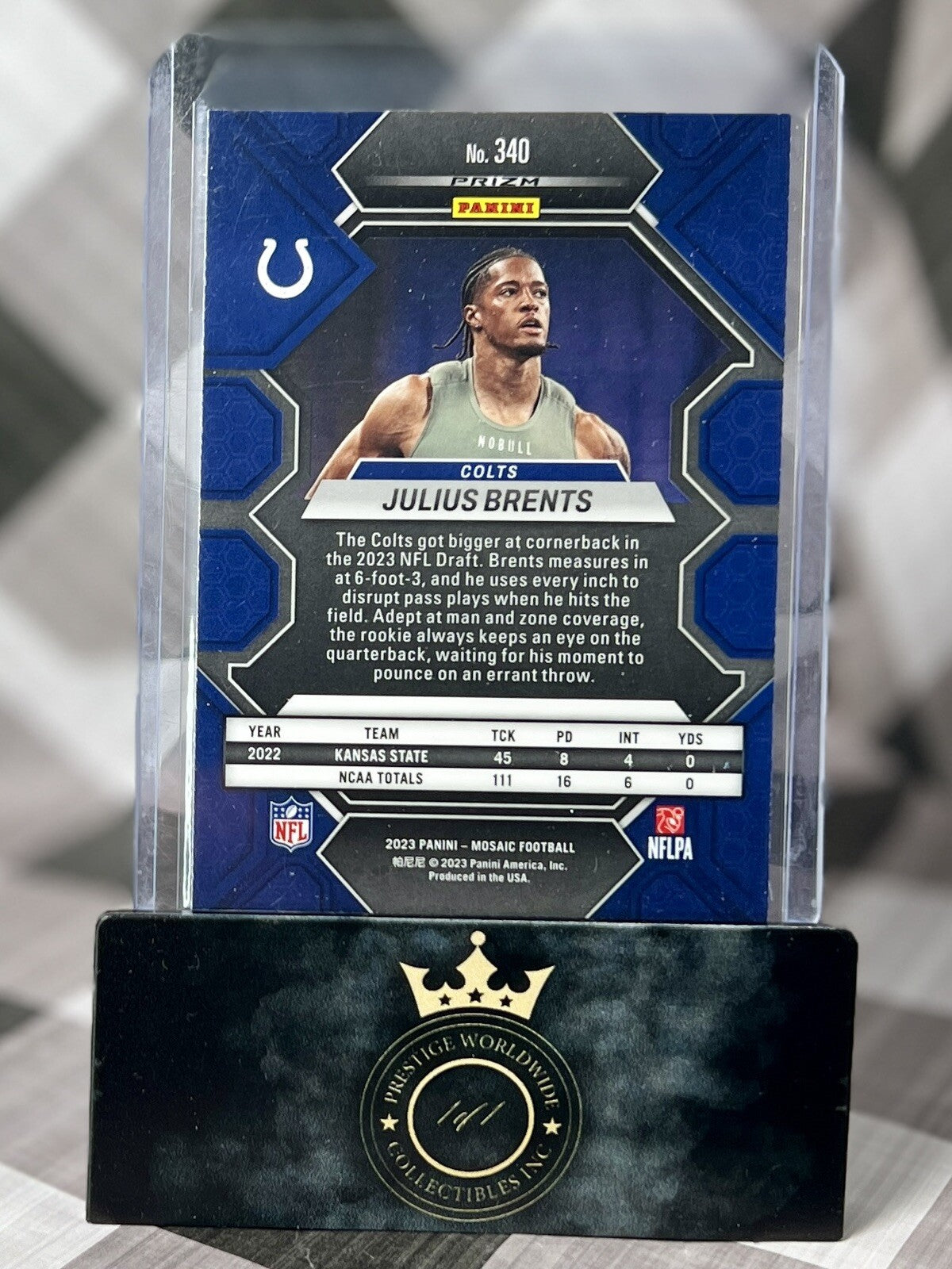 Julius Brents 2023 Mosaic Blue Reactive Rookie #340 Indianapolis Colts RC