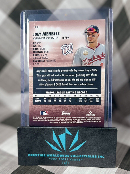 Joey Meneses 2023 Topps Stadium Club Rookie Member Only Variation #188 Nats RC