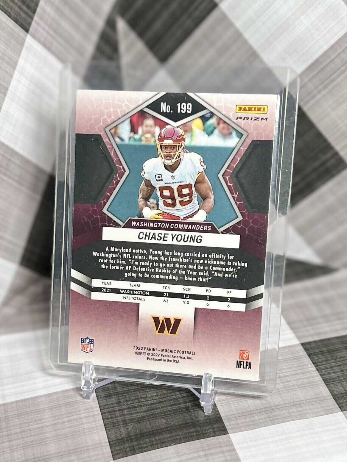 Chase Young 2022 Mosaic No Huddle Disco Prizm #199 Washington Commanders
