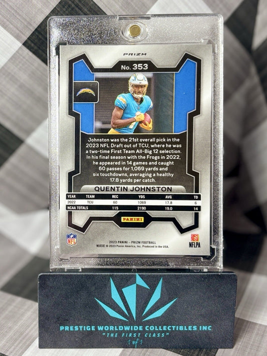 Quentin Johnston 2023 Panini Prizm Green Wave Rookie #353 Los Angeles Chargers