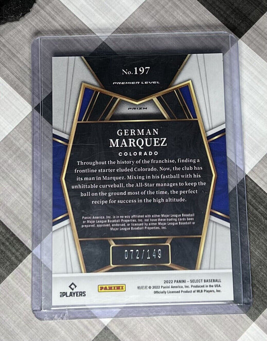 2022 Select Baseball GERMAN MARQUEZ LIGHT BLUE PRIZM PREMIER LEVEL #’d 72/149