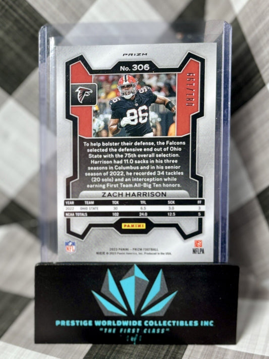 Zach Harrison 2023 Panini Prizm Blue Wave Prizm Rookie /199 #306 ATL Falcons RC
