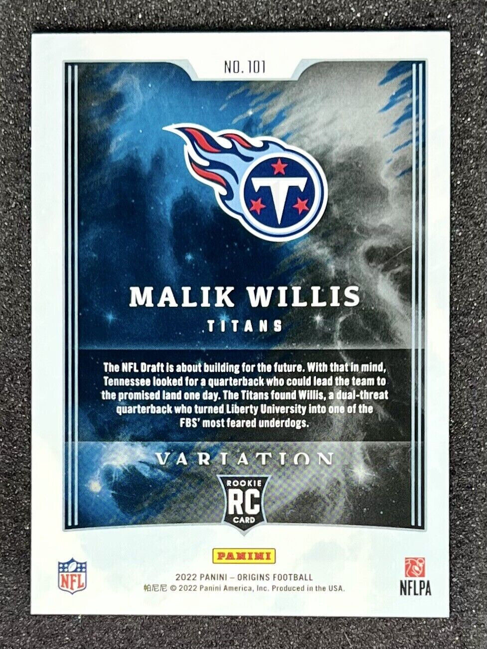 MALIK WILLIS 2022 Panini Origins NFL Rookie Variation SP #101 - TN Titans RC