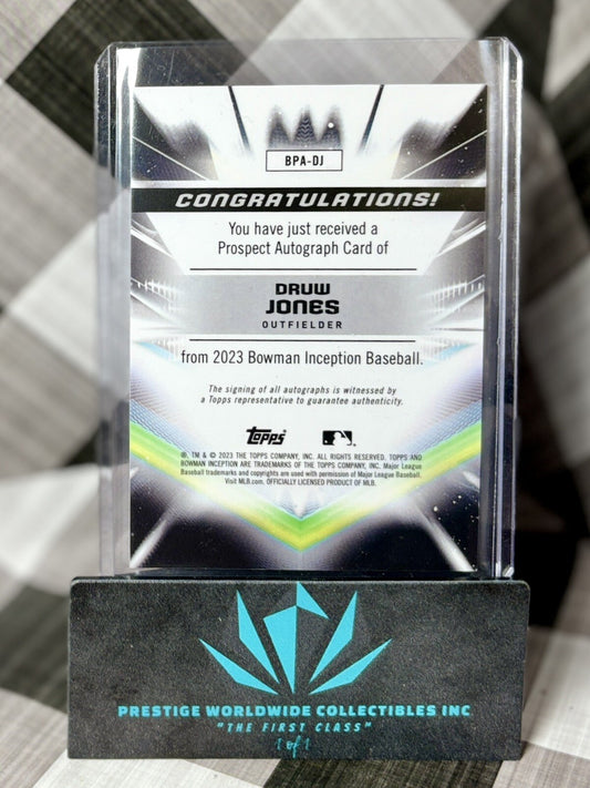Druw Jones 2023 Bowman Inception Blue Foil On Card Auto /99 #BPA-DJ Diamondbacks