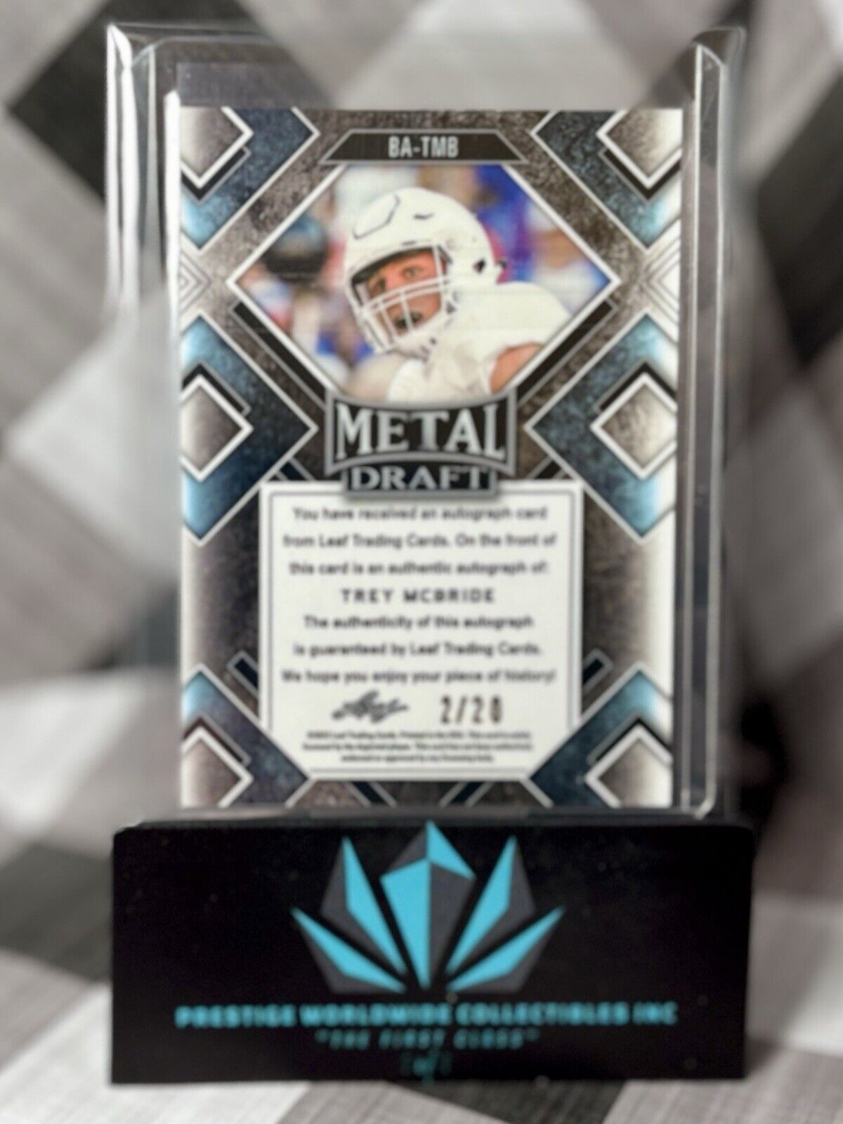Trey McBride 2022 Leaf Metal Prismatic Pink Auto /20#BA-TMB Cards CSU Rams