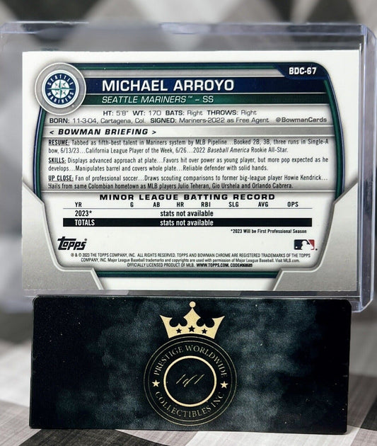 Michael Arroyo 2023 Bowman Draft Chrome Speckle Refractor #BDC-67 SEA Mariners