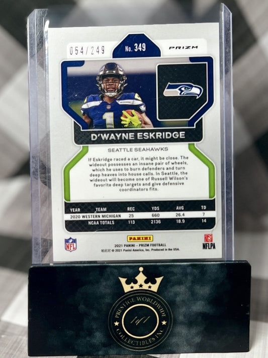 Dwayne Eskridge 2021 Panini Prizm Orange Prizm Rookie /249 #349 Seattle Seahawks