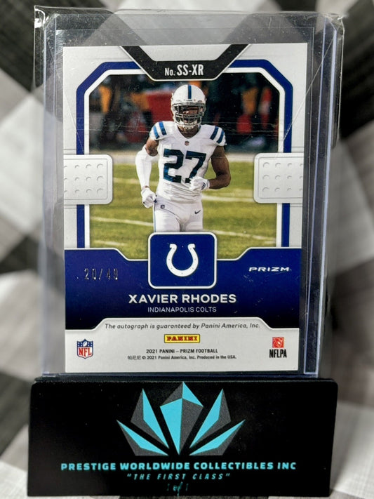Xavier Rhodes 2021 Prizm Sensational Signature Green Scope Auto /49 #SS-XR Colts
