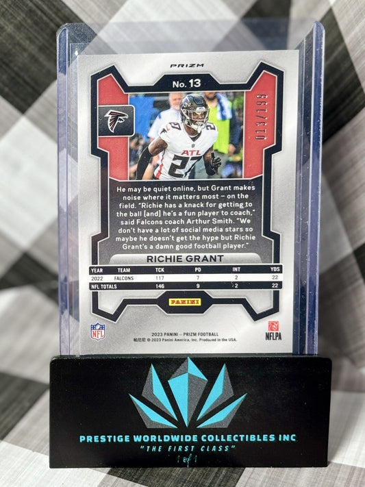 Richie Grant 2023 Panini Prizm Blue Wave Prizm 13/199 #13 Atlanta Falcons