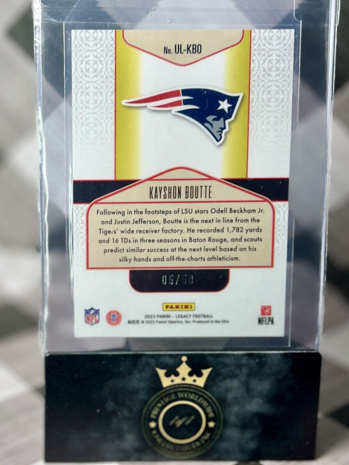 Kayshon Boutte 2023 Legacy Under The Lights Rookie Red /50 #UL-KBO LSU & NE Pats