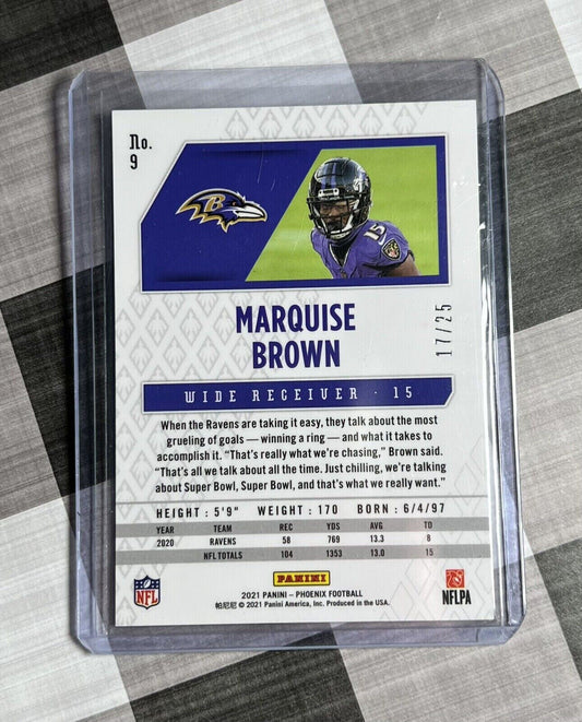2021 Panini Phoenix - MARQUISE BROWN - TEAL LASER 17/25 - RAVENS!!!