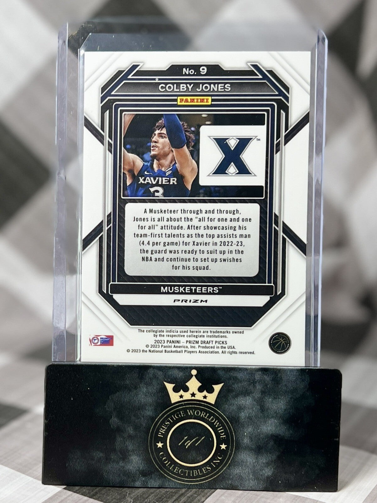 Colby Jones 2023 Prizm Draft Picks Silver Prizm Rookie #9 SAC Kings & Xavier