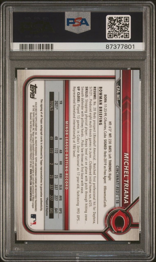 Michel Triana 2022 Bowman Chrome 1st Prospect Auto Gold /50 PSA 9 #CPA-MT Reds