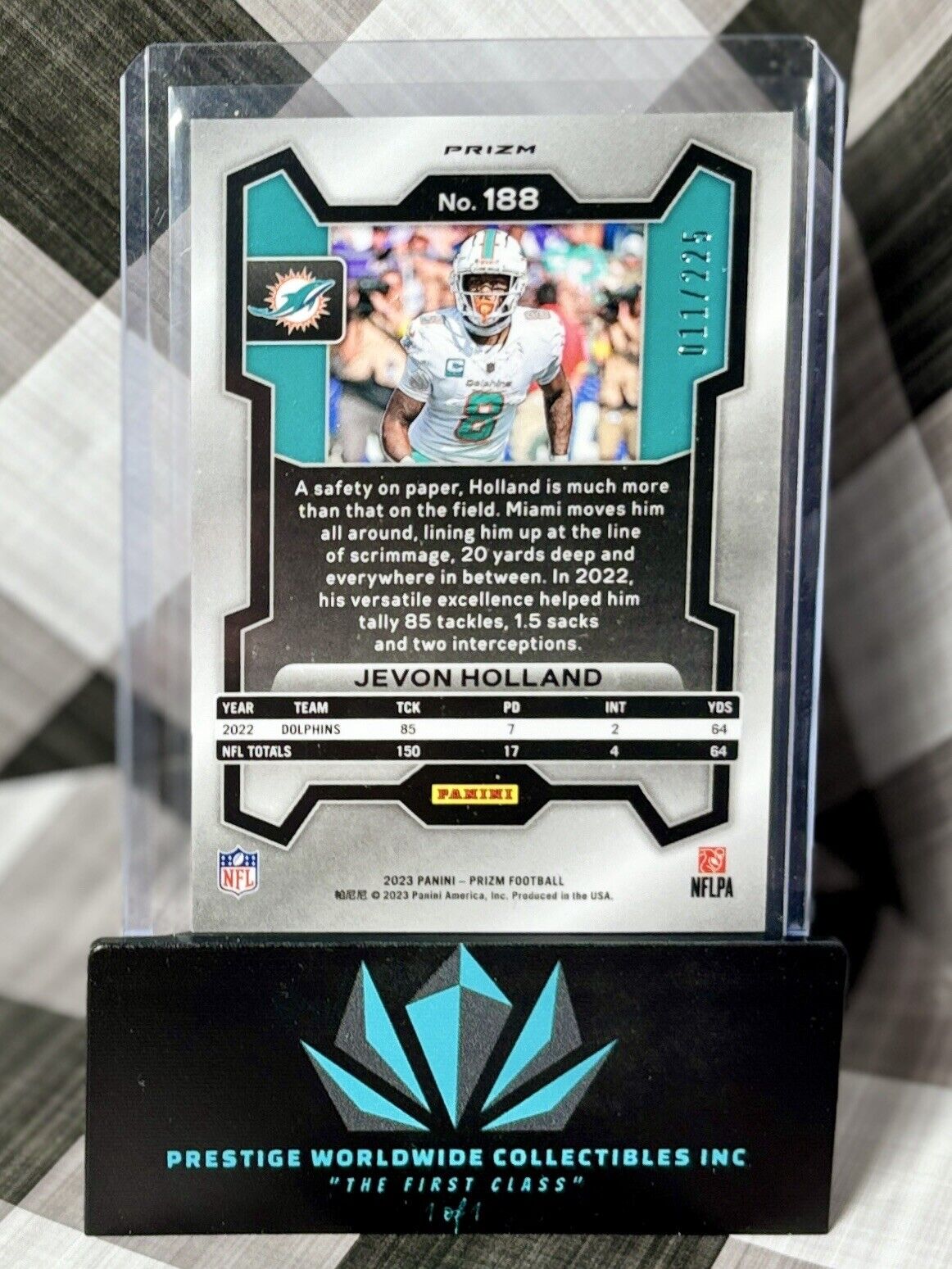 Jevon Holland 2023 Prizm Purple Cracked Ice /225 #188 Miami Dolphins SP