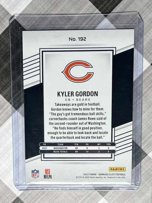 2022 Panini Donruss Elite Football Kyler Gordon Rookie #/999 Chicago Bears