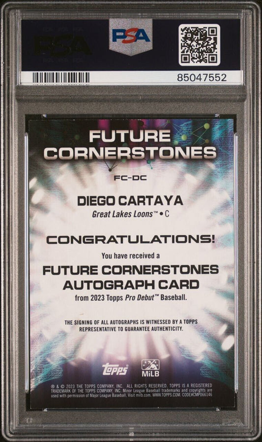 Diego Cartaya 2023 Topps Pro Debut Red Auto /10 PSA 8 Auto 10 #FC-DC LA Dodgers