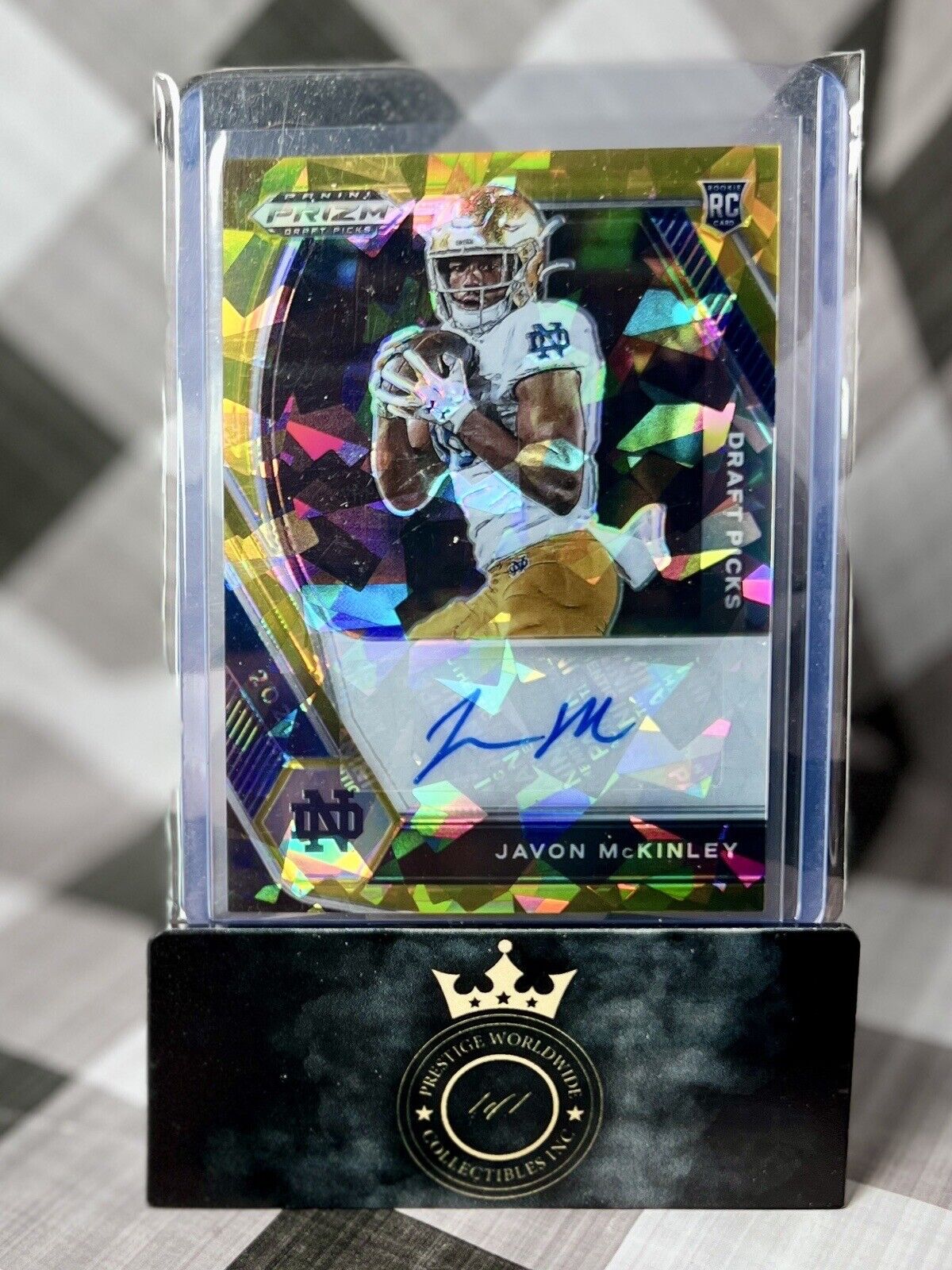 Javon McKinley 2021 Prizm Draft Picks Gold Ice Rookie Auto #DPA-JAV Steelers RC