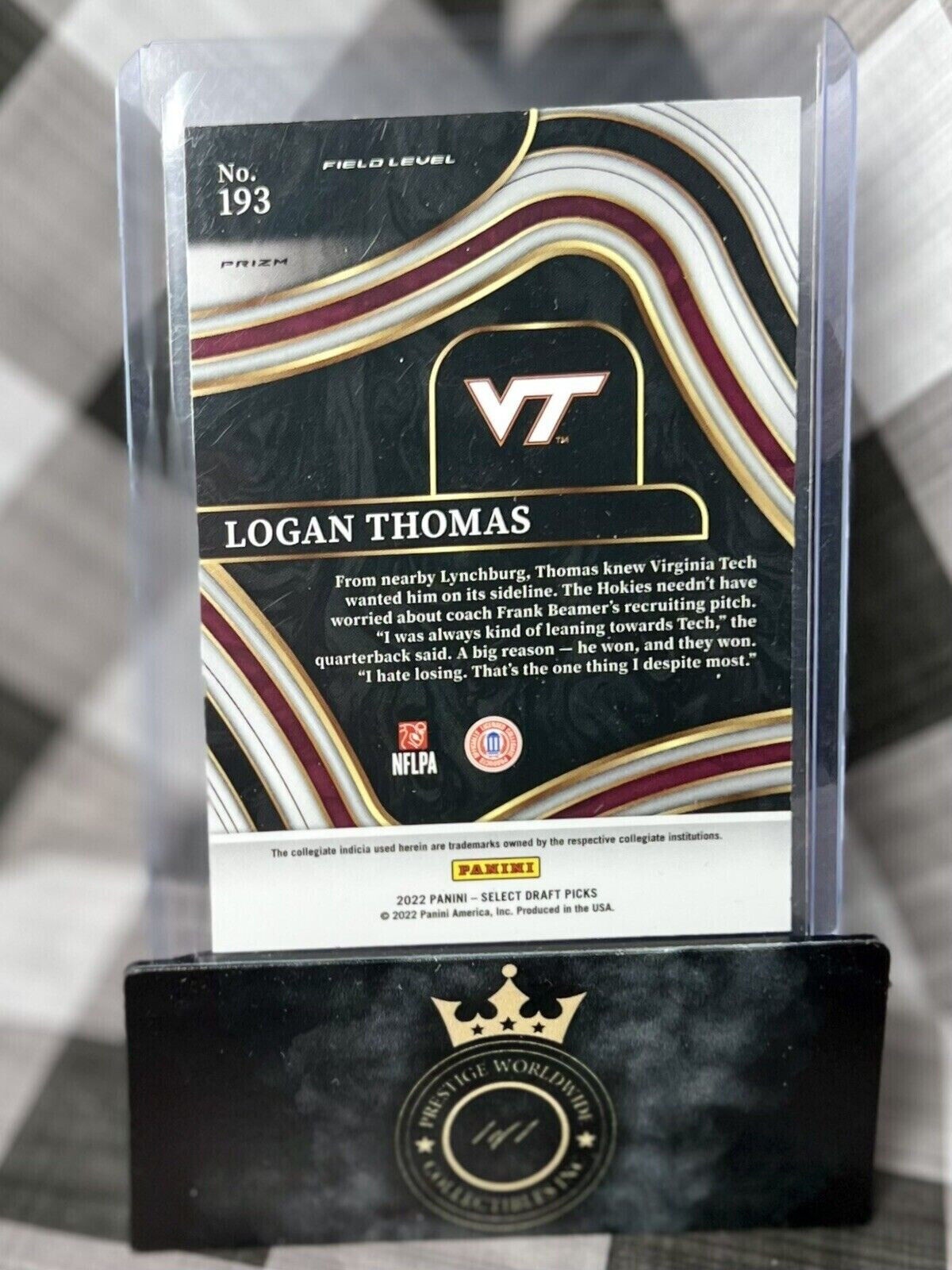 Logan Thomas 2022 Panini Select Draft Picks Field Level Hyper Prizm #193 WSH