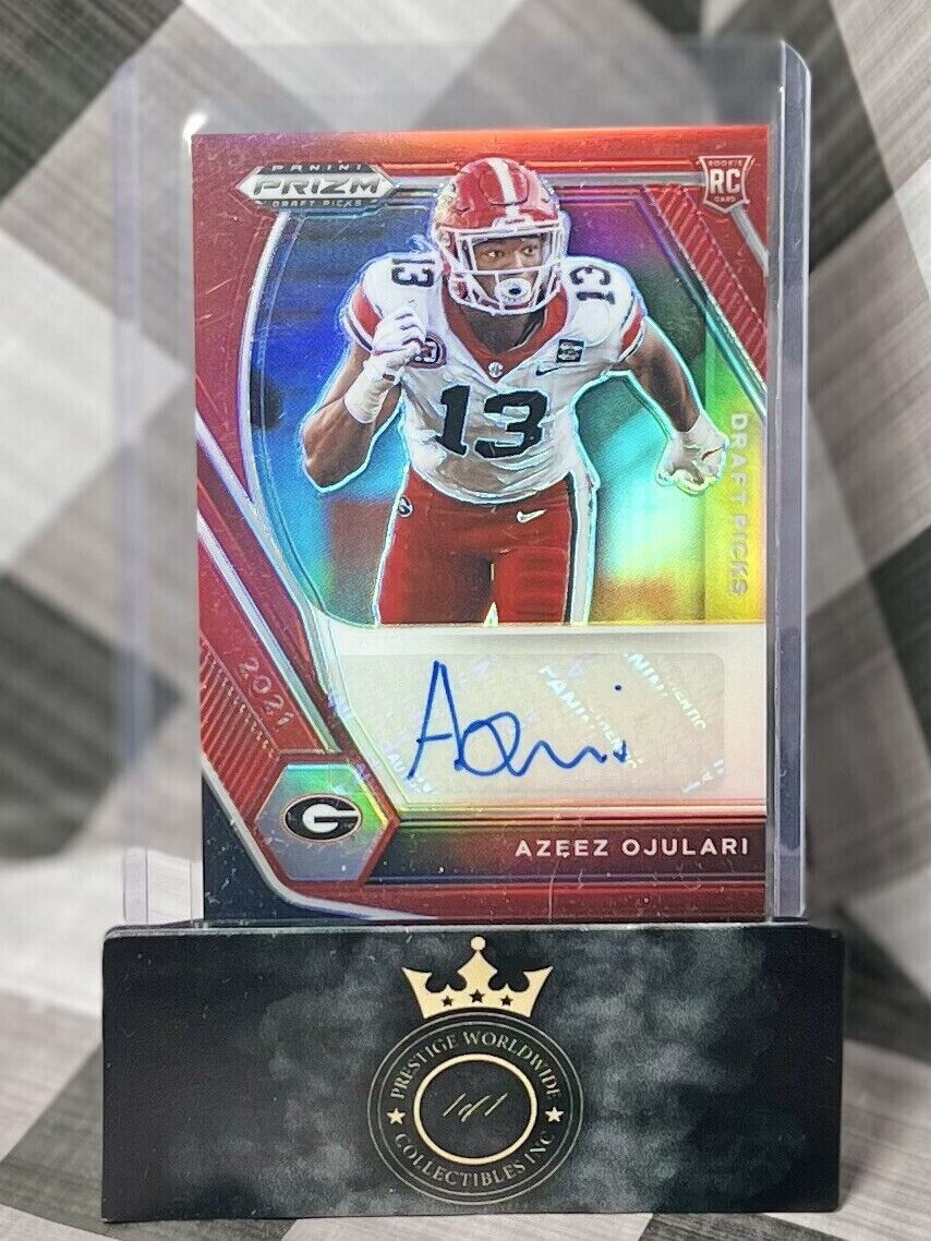 Azeez Ojulari 2021 Panini Prizm Draft Picks Red Rookie Auto /199 #DPA-AOJ RC