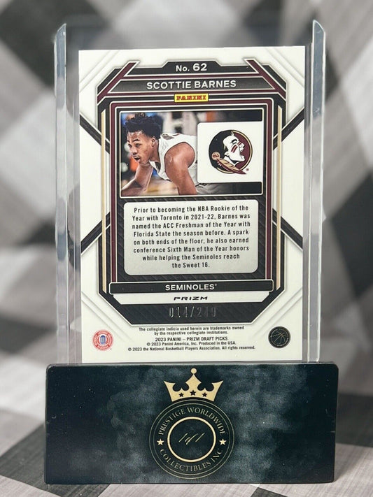 Scottie Barnes 2023 Panini Prizm Draft Picks Blue Wave /249 #62 Toronto Raptors