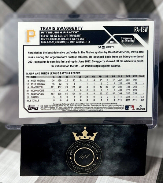 Travis Swaggerty RC Auto 2023 Topps Chrome Rookie Autographs #RA-TSW Pirates