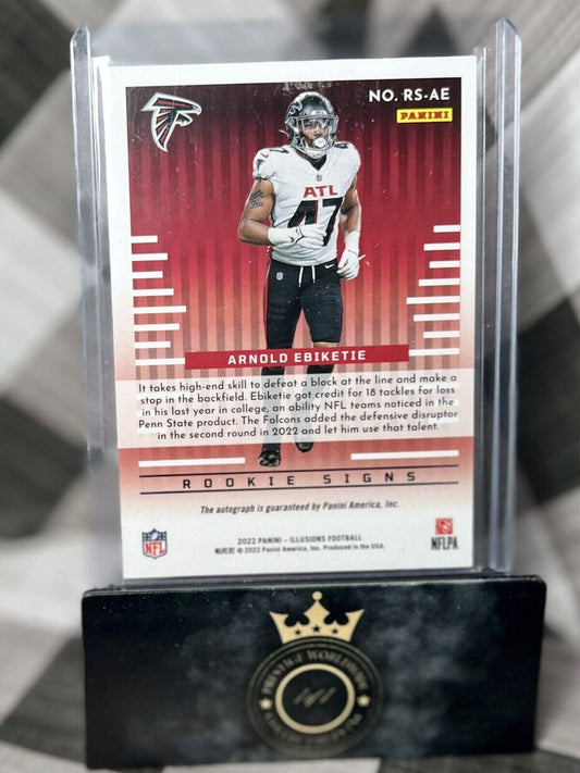 Arnold Ebiketie 2022 Panini Illusions Blue Rookie Signs Auto /75 #RS-AE Falcons