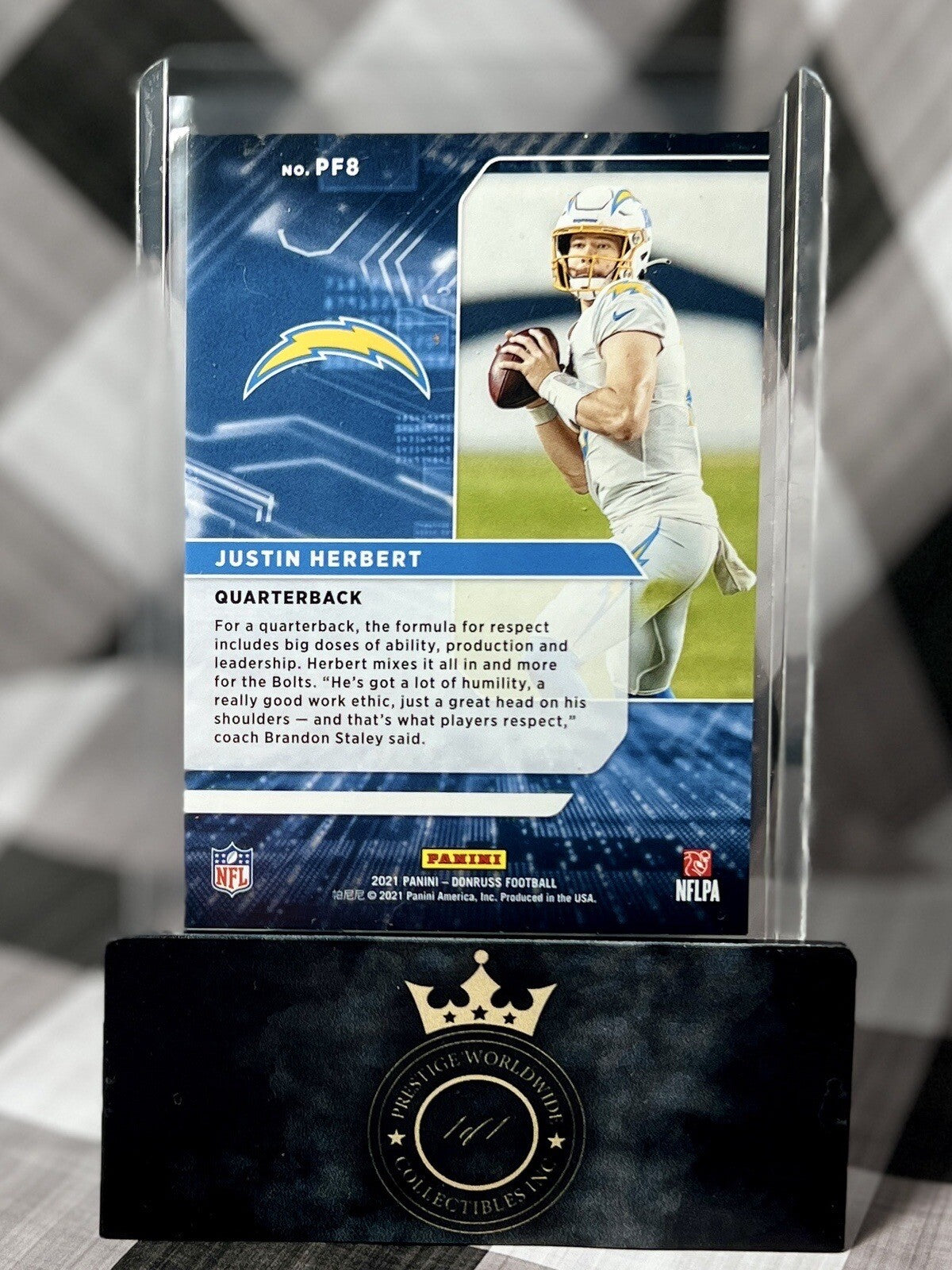Justin Herbert 2021 Donruss Power Formulas Blue Insert #PF8 Los Angeles Chargers